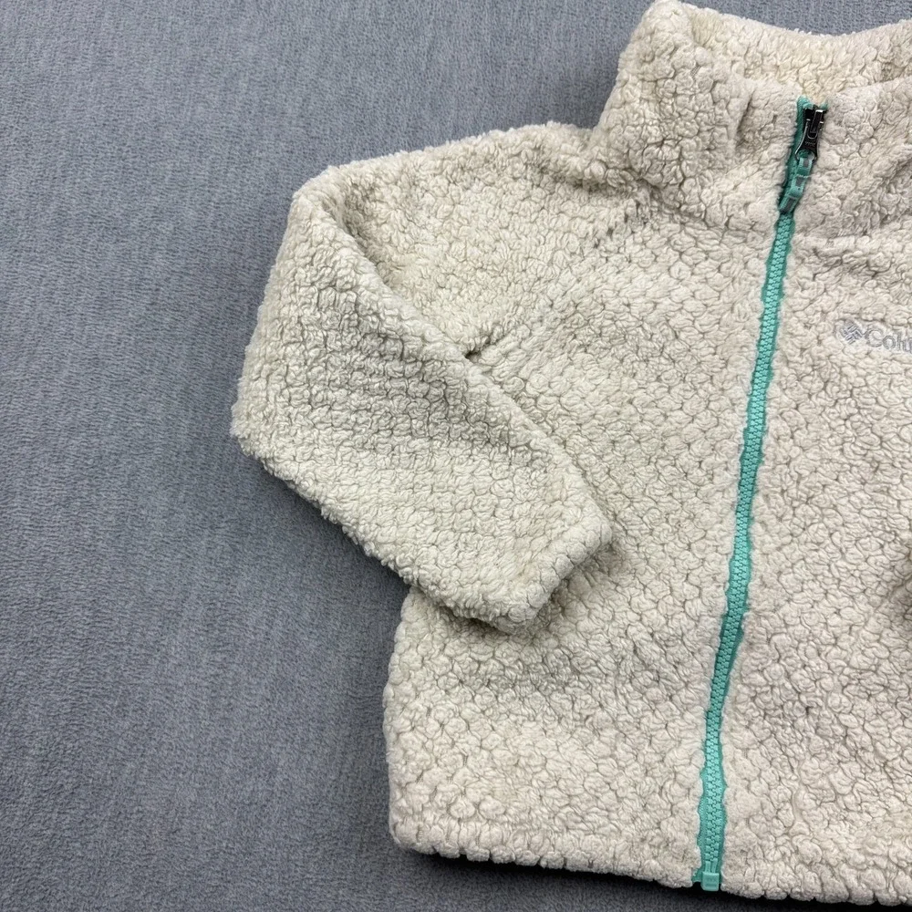 Columbia Kids Jacket XXS 4-5 Ivory Fireside Sherpa Fuzzy Soft Fleece Full Zip